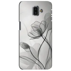 Чехол с цветочным принтом на Самсунг J6 Плюс, J6+ 2018 (J610) (Черные цветы)