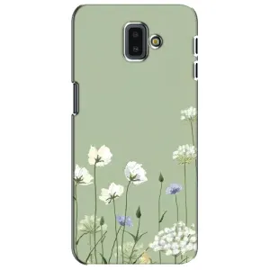 Чехол с цветочным принтом на Самсунг J6 Плюс, J6+ 2018 (J610) (Цветы на зеленом)