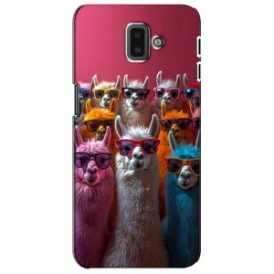 Чехол с принтом стильные животные для Самсунг J6 Плюс, J6+ 2018 (J610) (Ламы в очках)