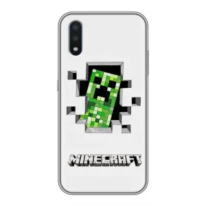 Чехол Майнкрафт на Sansung Galaxy M01 (M015) (AlphaPrint) Minecraft (крипер Майнкрафт)