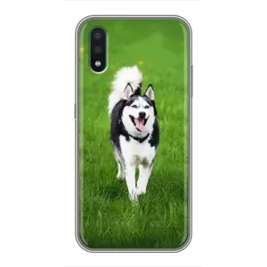 Чехол с Хаски для Sansung Galaxy M01 (M015) - (AlphaPrint) (Радостный Хаски)