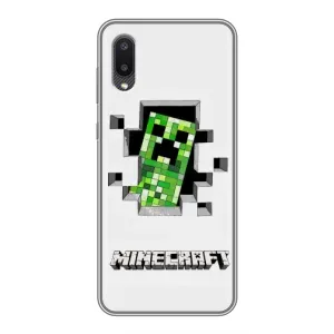 Чехол Майнкрафт на Samsung Galaxy M02 (M022) (AlphaPrint) Minecraft (крипер Майнкрафт)
