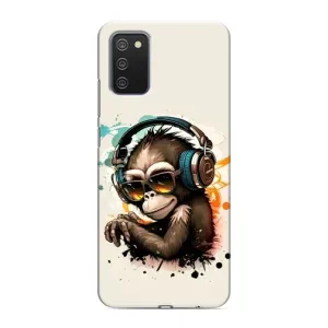 Чохол з Мавпами Samsung Galaxy M02s - (AlphaPrint) (Макака в навушниках)