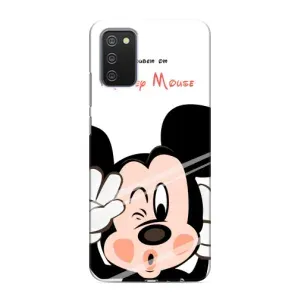 Эксклюзивный чехол для Samsung Galaxy M02s (AlphaPrint - Мультяшные) (Маус Микки)