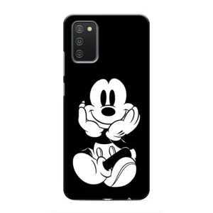 Эксклюзивный чехол для Samsung Galaxy M02s (AlphaPrint - Мультяшные) (Микки на черном)