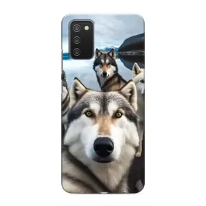 Чохол з Хаскі Samsung Galaxy M02s - (AlphaPrint) (Селфі Хаскі)