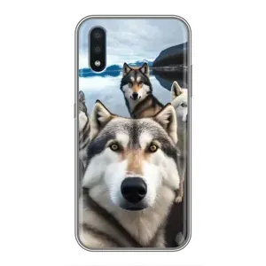 Чохол з Хаскі Samsung Galaxy M10 (M105) - (AlphaPrint) (Селфі Хаскі)