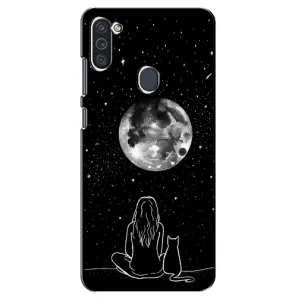 Чехол с рисунком кот на Samsung Galaxy M11 (Девушка с котом)