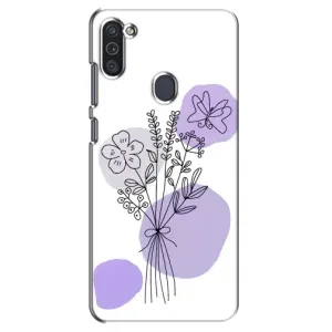 Силиконовый чехол с принтом в цветах на Samsung Galaxy M11 (Букет фиолетовая абстракция)
