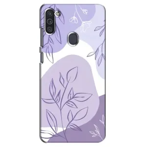 Силиконовый чехол с принтом в цветах на Samsung Galaxy M11 (Фиолетовые листья абстракция)