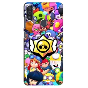Чехол для Samsung Galaxy M11 Бравл Старс (VPrint) (Лого Brawl Stars)