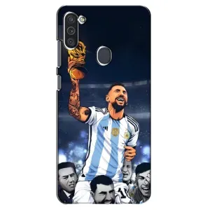 Чехлы для Samsung Galaxy M11 (Leo чемпион) (AlphaPrint) (Месси с кубком)