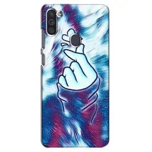 Чохол з принтом для Samsung Galaxy M11 (AlphaPrint - Знак сердечка) (Радужне серце)