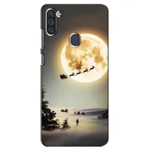 Новорічні, Святкові Чохли для Samsung Galaxy M11 - 2024 год (Санта на місяці)