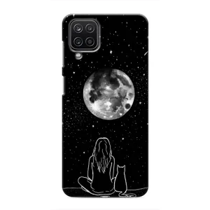 Чехол с рисунком кот на Samsung Galaxy M12 (Девушка с котом)