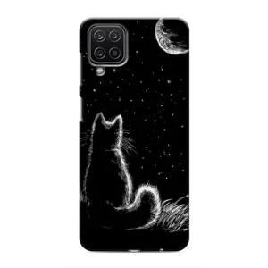 Чехол с принтом для Samsung Galaxy M12 (AlphaPrint) Модные коты (Котик и луна)
