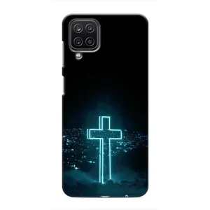 Чехол для Samsung Galaxy M12 (AlphaPrint) - (Христианские) (Крест и город)
