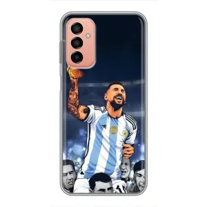 Чехлы для Samsung Galaxy M13 (Leo чемпион) (AlphaPrint) (Месси с кубком)