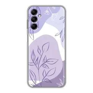 Силиконовый чехол с принтом в цветах на Samsung Galaxy M14 (M146) (Фиолетовые листья абстракция)