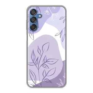 Силиконовый чехол с принтом в цветах на Samsung Galaxy M15 (M156) (Фиолетовые листья абстракция)