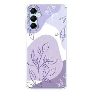 Силиконовый чехол с принтом в цветах на Samsung Galaxy M16 (Фиолетовые листья абстракция)