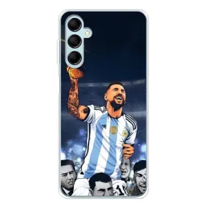 Чехлы для Samsung Galaxy M16 (Leo чемпион) (AlphaPrint) (Месси с кубком)