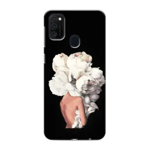 Чехлы (ART) Цветы на Samsung Galaxy M21 (VPrint) (Белые цветы)