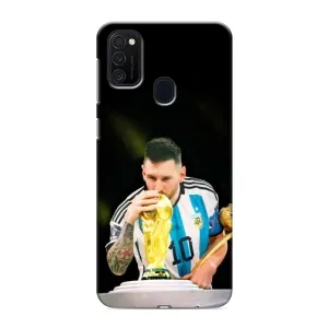 Чехлы для Samsung Galaxy M21 (Leo чемпион) (AlphaPrint) (Кубок Месси)