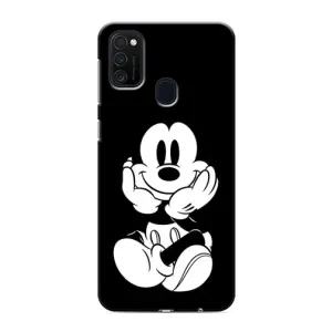 Эксклюзивный чехол для Samsung Galaxy M21 (AlphaPrint - Мультяшные) (Микки на черном)