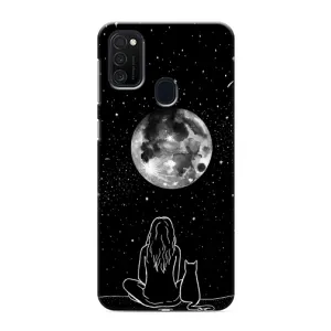 Чохол з малюнком кіт на Samsung Galaxy M21s (Дівчина з котом)