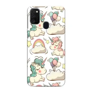Чехол для Самсунг М21s - (Единорожки - Новинки) (AlphaPrint) (Единорожки)