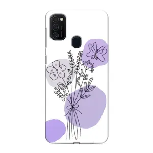 Силиконовый чехол с принтом в цветах на Samsung Galaxy M21s (Букет фиолетовая абстракция)