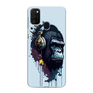 Чехол с Обезьянами Samsung Galaxy M21s - (AlphaPrint) (Горилла в наушниках)