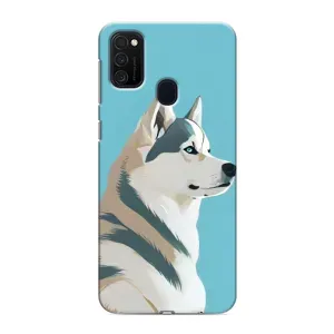 Чехол с Хаски для Samsung Galaxy M21s - (AlphaPrint) (Хаски арт)