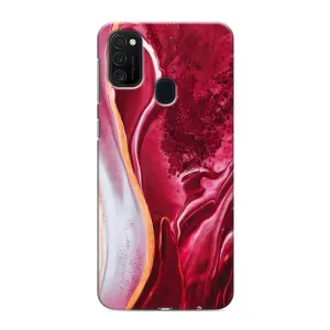 Чохол для Самсунг Гелексі M21s - з принтом (Дизайнерські) (AlphaPrint) (Мрамор червоний)