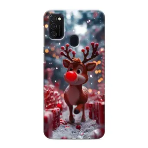 Яркий чехол для Samsung Galaxy M21s с Зимними Оленятами (Олень среди подарков)