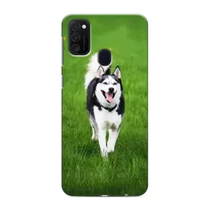 Чехол с Хаски для Samsung Galaxy M21s - (AlphaPrint) (Радостный Хаски)