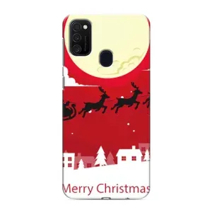 Рождественские Чехлы для Samsung Galaxy M21s (VPrint) (Санта с оленями)