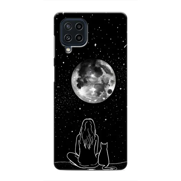 Чохол з принтом «Дівчина з котом» для Samsung Galaxy M22