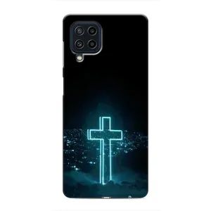 Чехол для Samsung Galaxy M22 (AlphaPrint) - (Христианские) (Крест и город)