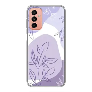 Силиконовый чехол с принтом в цветах на Samsung Galaxy M23 (5G) (Фиолетовые листья абстракция)