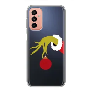 Зимні Чохли для Samsung Galaxy М23 (5G) - прозорий фон (Грінч з іграшкою)