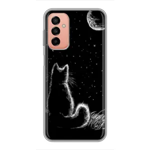 Чохол з принтом для Samsung Galaxy M23 (5G) (AlphaPrint) Модні коти (Котик і місяць)