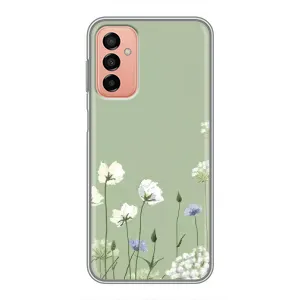 Чехол с цветочным принтом на Самсунг М23 (5G) (Цветы на зеленом)
