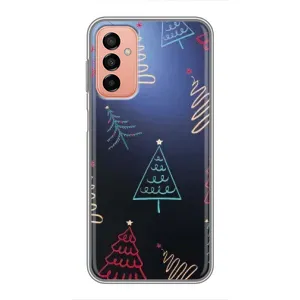 Зимні Чохли для Samsung Galaxy М23 (5G) - прозорий фон (Різдвяні ялинки)