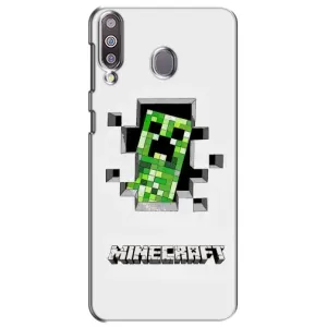 Чехол Майнкрафт на Samsung Galaxy M30 (M305) (AlphaPrint) Minecraft (крипер Майнкрафт)