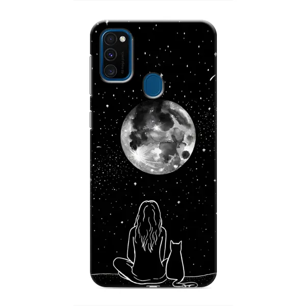 Чохол з принтом «Дівчина з котом» для Samsung Galaxy M31