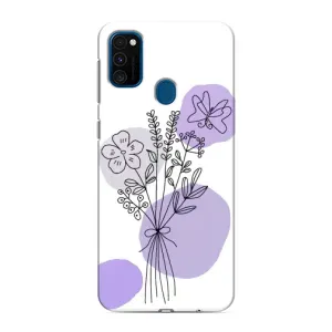 Силиконовый чехол с принтом в цветах на Samsung Galaxy M31 (Букет фиолетовая абстракция)