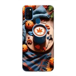 Чохол з унікальним дизайном 'Осінь з кавою' для Samsung Galaxy M31 (Кава і гарбузики)