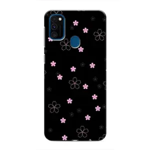 Чохол з розовим принтом для Samsung Galaxy M31 (Рожеві квіти на чорному)